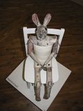 Jackie Needham,Waiting for Alice,Ferens Gallery Hull,white rabbit,Alice in Wonderland,spoon and fork hands