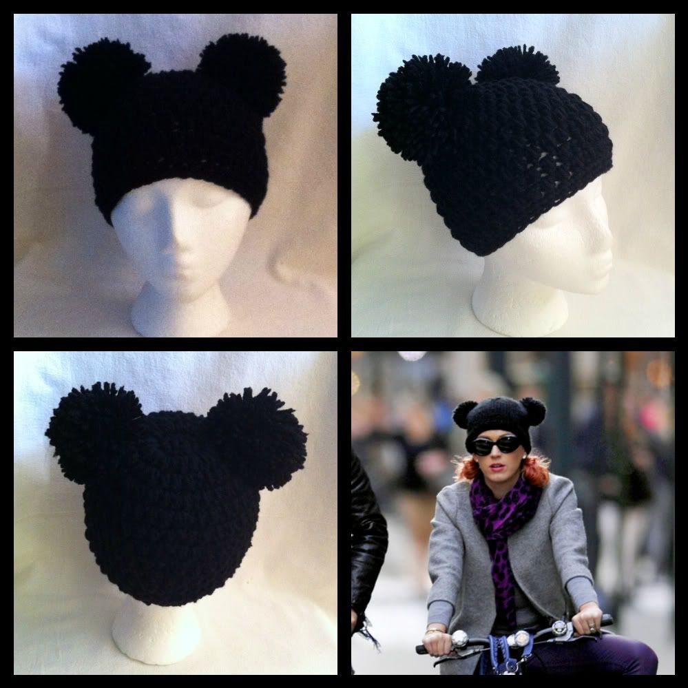 Crocheted Mickey Pom  eBay Pom pom Handmade with pom Ears Mouse  hat beanie Hat ears Beanie