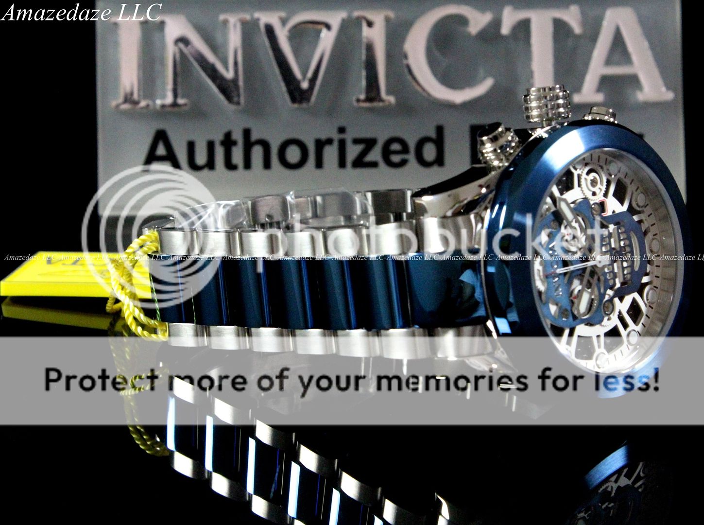 Invicta Men's 50MM "SKULL" Skeletonized Swiss Chronograph Blue Two Tone