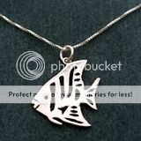 costume jewellery, 925 sterling silver necklace and fish pendant 