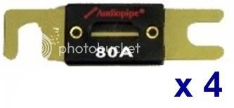 4pcs) AUDIOPIPE GOLD PLATED 80A WAFER ANL FUSES  