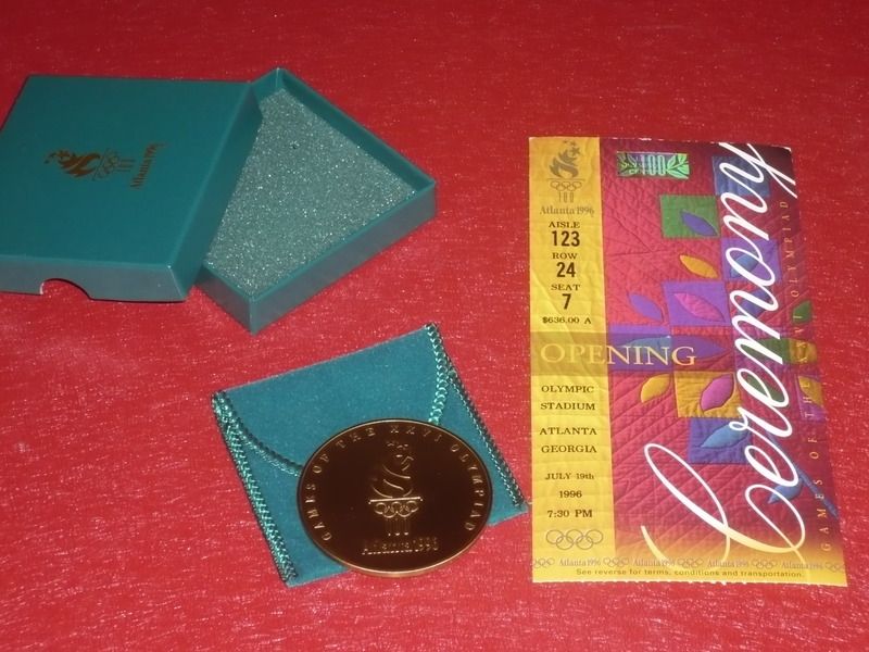 Médaille Participation JO Atlanta 1996 + Ticket Cérémonie Ouverture, Original