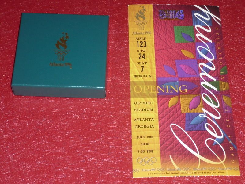 Médaille De Participation Aux XXVIe Jeux Olympiques D'Atlanta 1996 + Ticket Cérémonie D'Ouverture